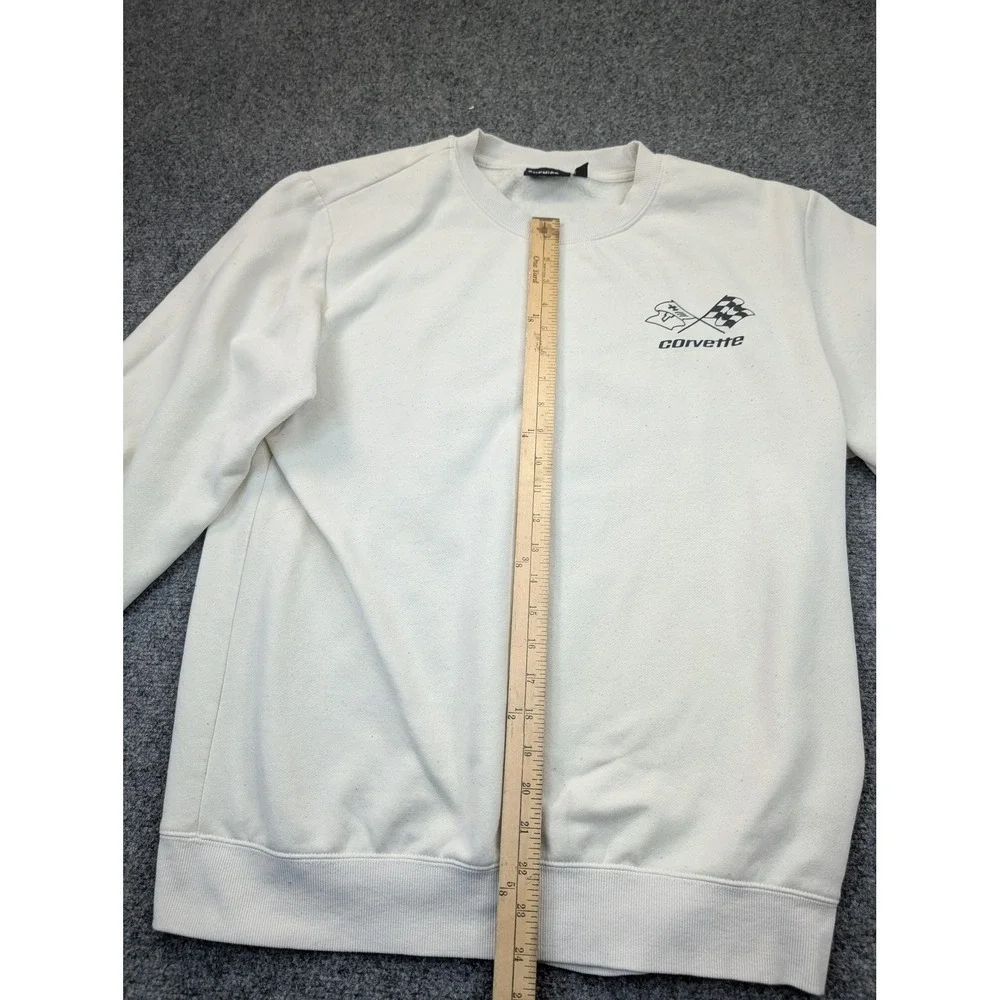 Corvette Sweatshirt Mens Large White 1974 Corvette Ad Graphic Pullover Chemistry